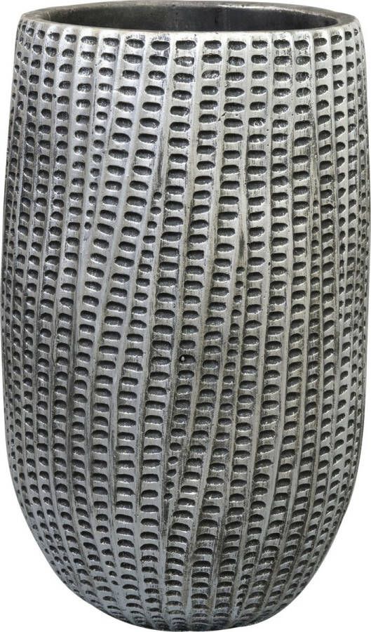 Ter Steege Bloempot plantenpot hoog model binnen zwart metaal look D15 H24 cm cement