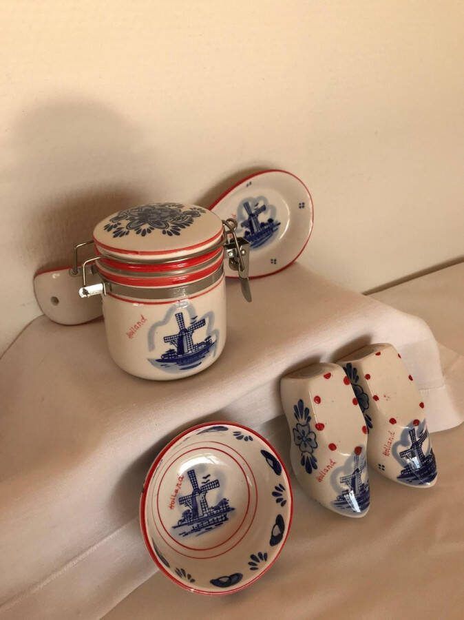 Ter Steege giftbox voorraadpot 9c molen rood Delfts blauw weckpot kado