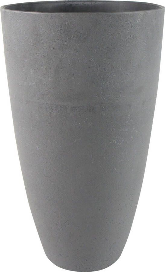 Ter Steege Hoge bloempot plantenpot vaas gerecycled kunststof steenpoeder donkergrijs dia 29 cm en hoogte 50 cm Binnen en buiten