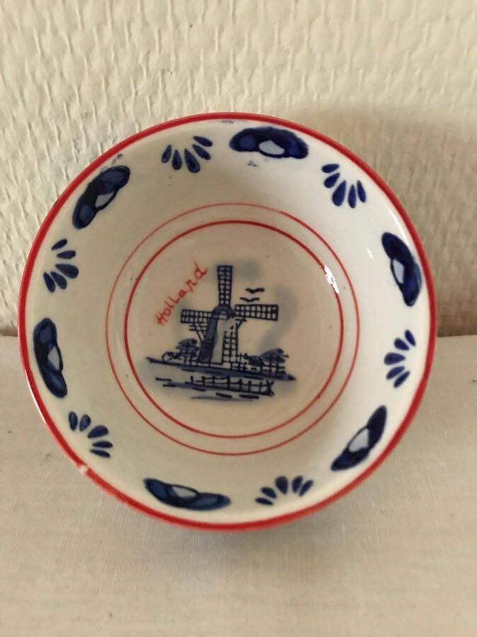 Ter Steege Kom Tapasbowl rond rood Delfts blauw snackkommetje 3stuks
