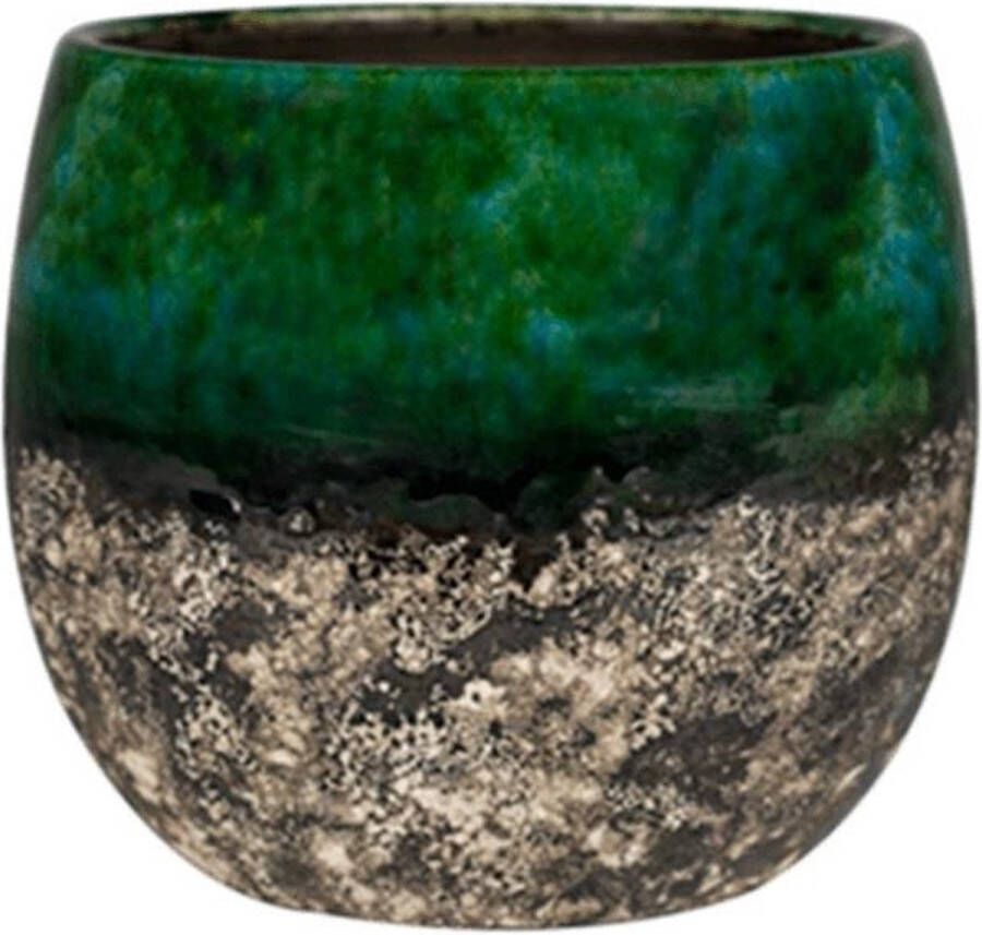 Merkloos Sans marque Plantenwinkel Lindy Green Black donkergroene pot 30 cm ronde bloempot voor binnen