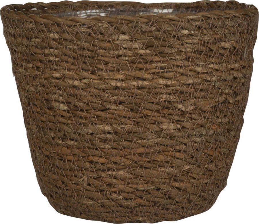 Ter Steege Plantenpot bloempot van jute zeegras diameter 15 cm en hoogte 12 cm camel bruin Met binnenkant van plastic