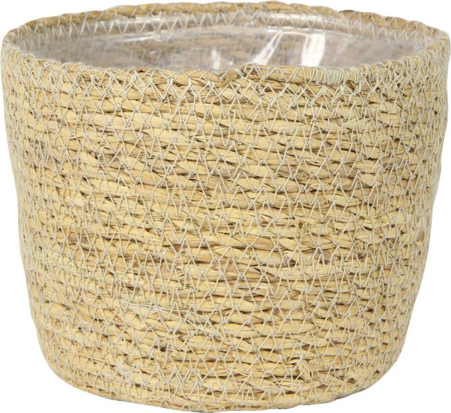 Ter Steege Plantenpot bloempot van jute zeegras diameter 15 cm en hoogte 12 cm creme beige Met binnenkant van plastic