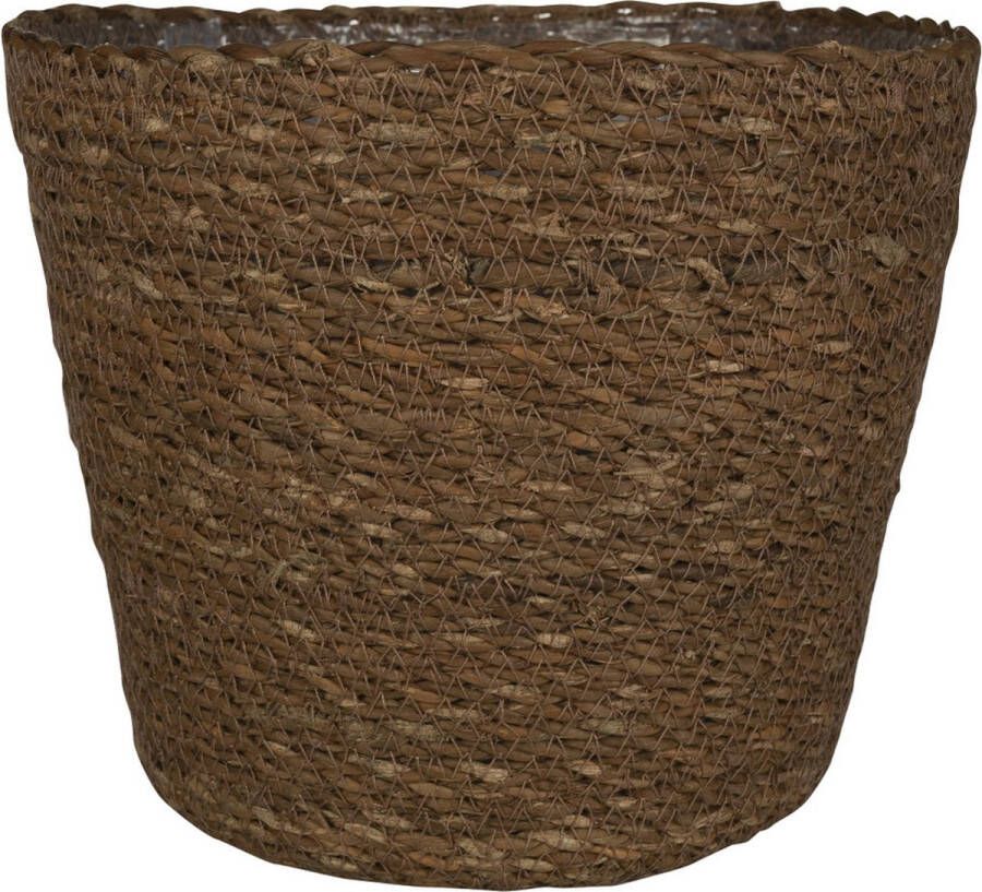 Ter Steege Plantenpot bloempot van jute zeegras diameter 18 cm en hoogte 16 cm camel bruin Met binnenkant van plastic