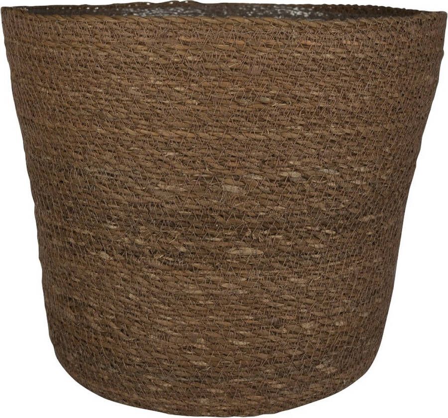 Ter Steege Plantenpot bloempot van jute zeegras diameter 30 cm en hoogte 26 cm camel bruin Met binnenkant van plastic