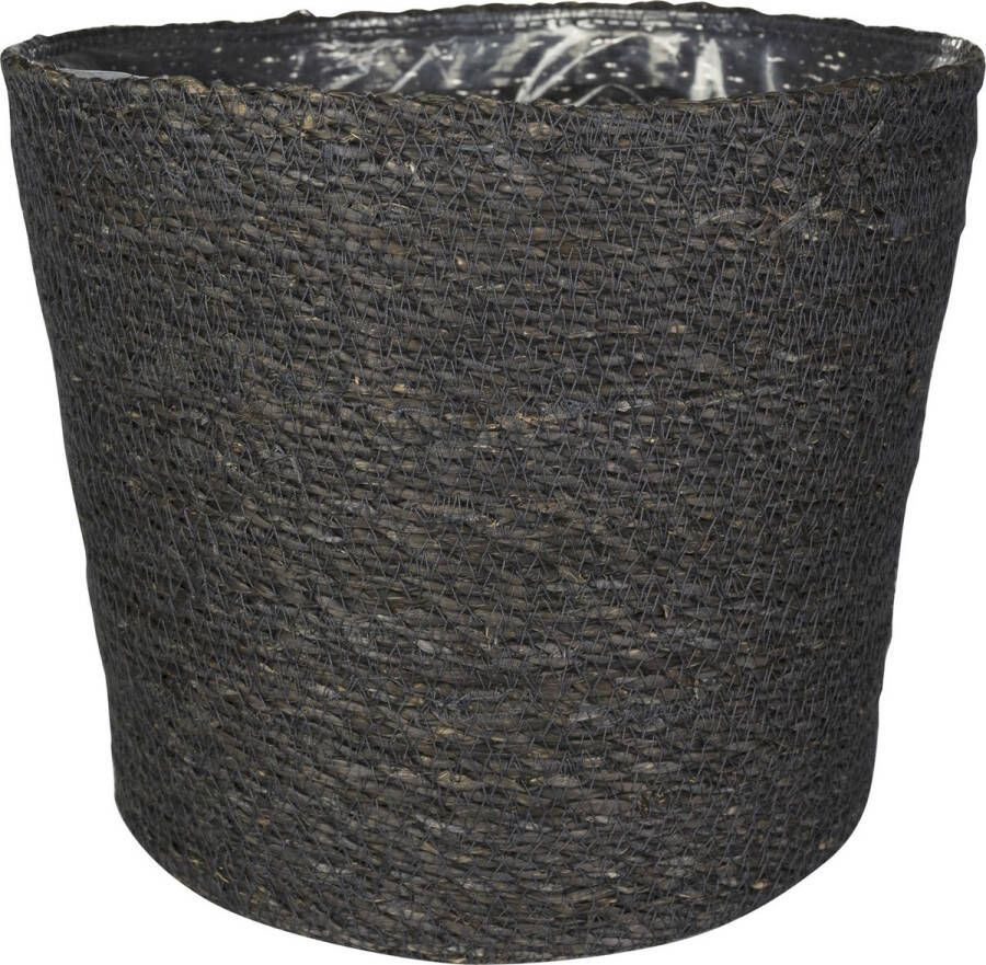 Ter Steege Plantenpot bloempot van jute zeegras diameter 30 cm en hoogte 26 cm grijs- Met binnenkant van plastic