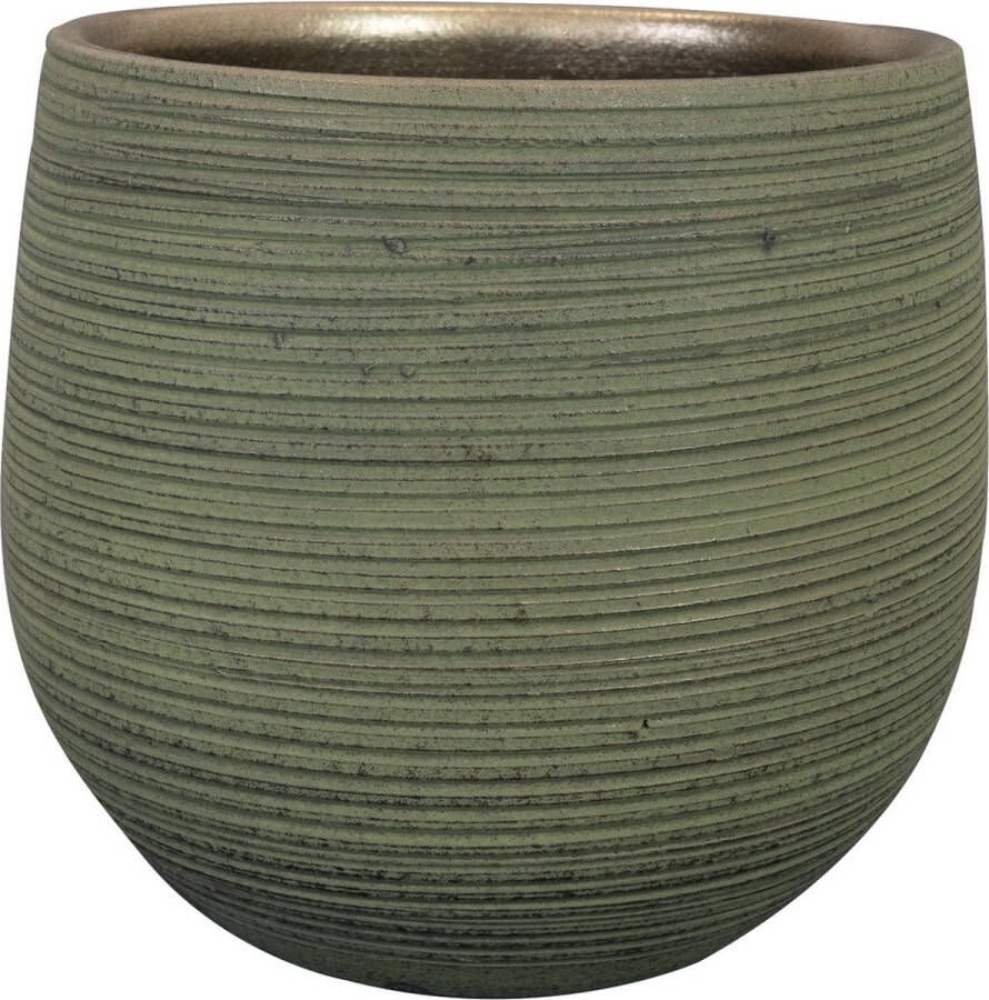 Ter Steege Plantenpot bloempot Keramiek Donkergroen Stripes Relief D22 h20 Cm Plantenpotten