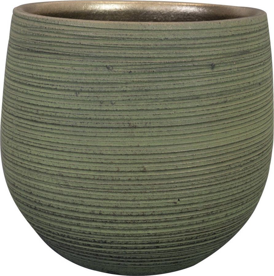 Ter Steege Plantenpot bloempot Keramiek Donkergroen Stripes Relief D26 h25 Cm Plantenpotten