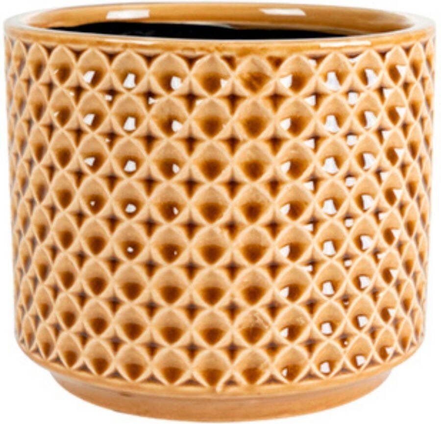 Ter Steege Plantenpot bloempot Cairo keramiek mosterd geel Oosters motief D17 x H15 cm