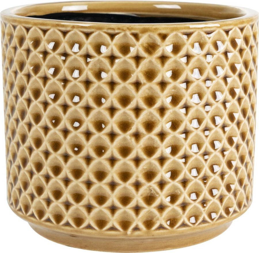 Ter Steege Plantenpot bloempot Cairo keramiek mosterd geel Oosters motief D19 x H17 cm