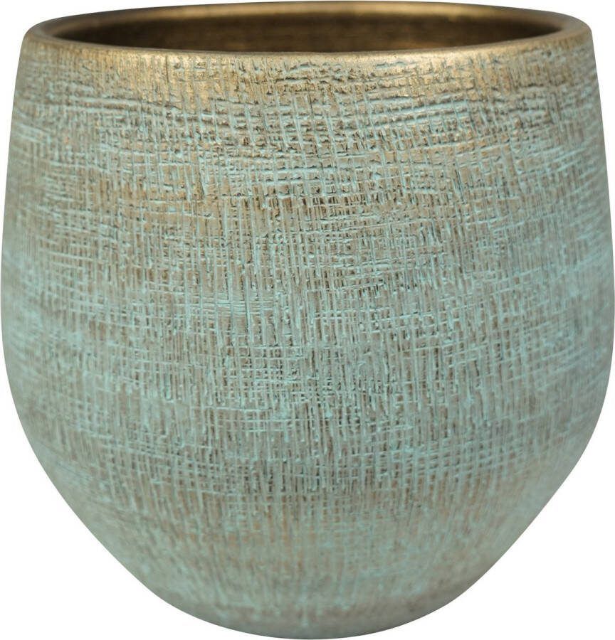 Steege Plantenpot bloempot In Een Strakke Modern Design Look Shiny Blauw Dia 26 Cm En Hoogte 25.5 Cm Plantenpotten