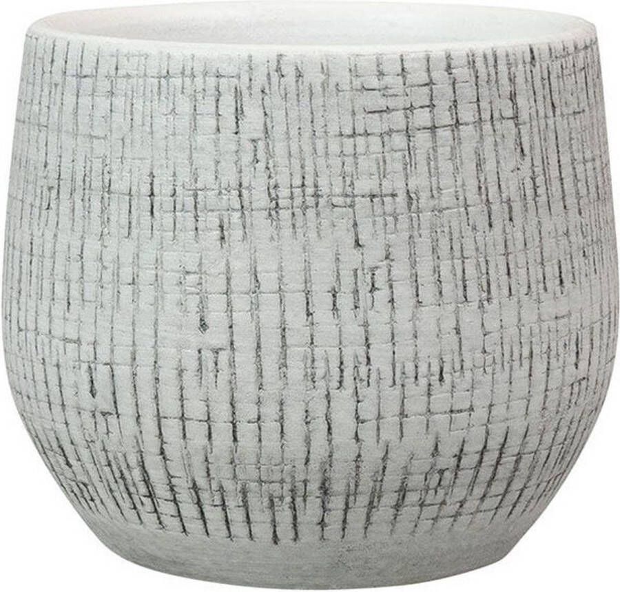 Ter Steege Plantenpot bloempot in een strakke Modern design look wit zwart Dia 15 cm en Hoogte 13 cm Plantenpotten