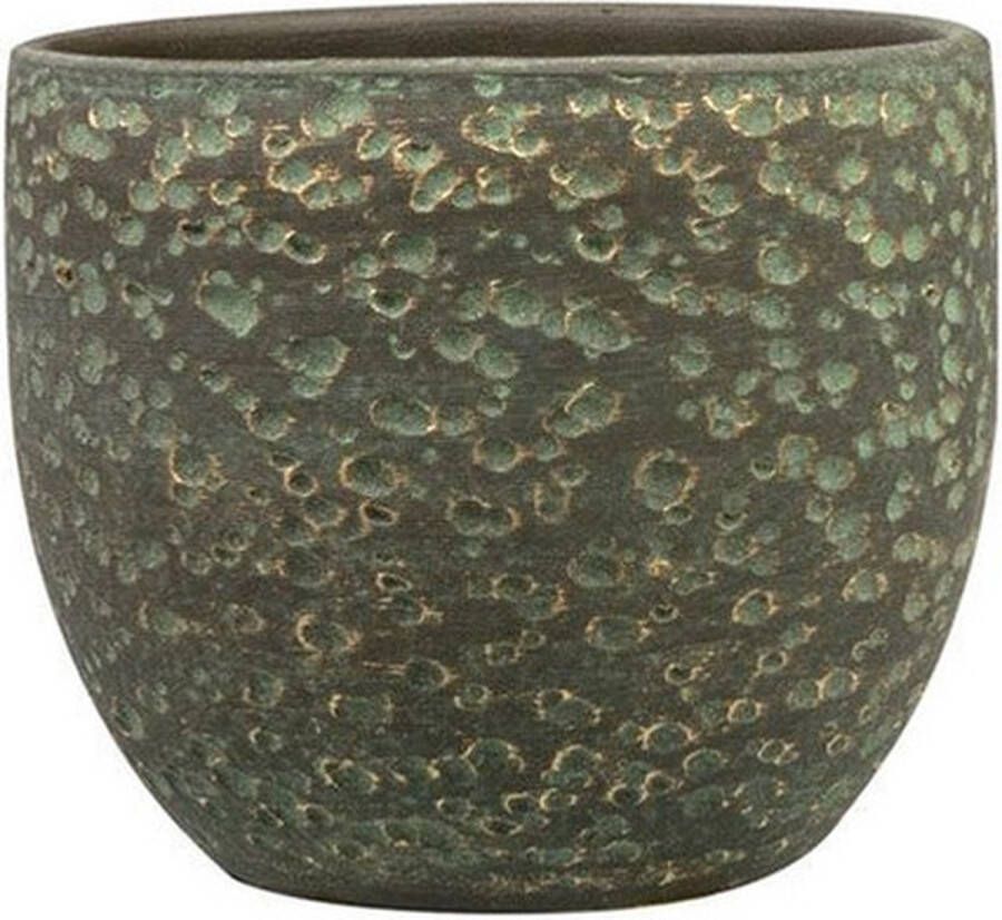 Ter Steege Plantenpot bloempot in het lava-look shiny groen Dia 29 cm en Hoogte 26 cm Voor binnen