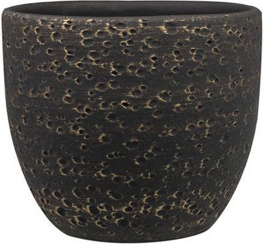 Ter Steege Plantenpot Bloempot in het lava-look zwart Dia 15 cm en Hoogte 13 cm Voor binnen