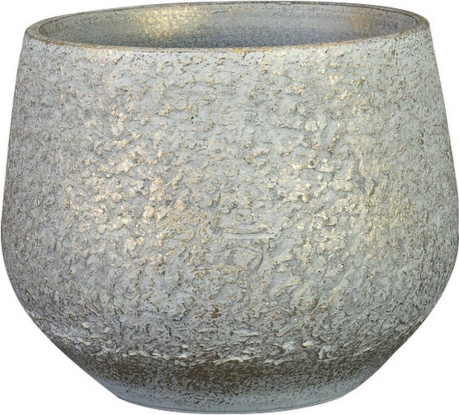 Ter Steege Plantenpot bloempot Keramiek Metallic Zilvergrijs gold Finish D16 h13 Cm Plantenpotten
