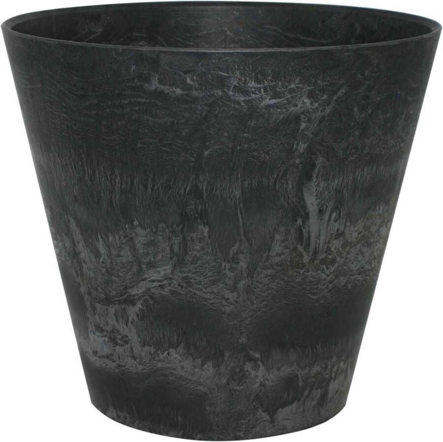 Ter Steege Plantenpot bloempot in een natuursteen look Dia 17 cm en Hoogte 15 cm zwart Plantenpotten