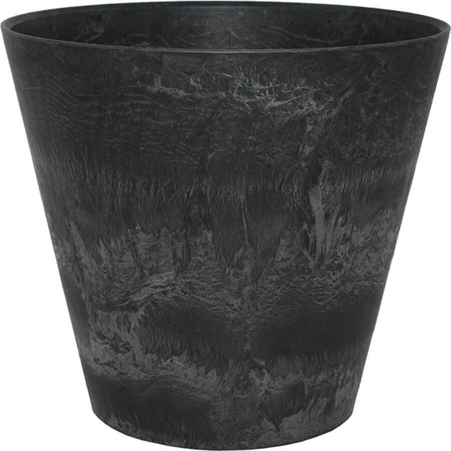 Ter Steege Plantenpot bloempot tijdloze natuursteen look Dia 32 cm en Hoogte 29 cm in het Artstone zwart voor binnen buiten