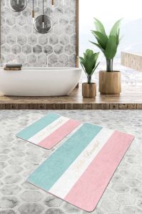 Terasus Badmat antislip 2 stuk set 60x100 & 50x60 Wc mat Toiletmat Deurmat
