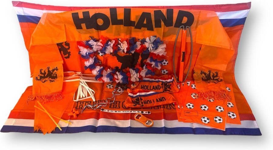 Tergotec De OranjeFan EK-pakket M – 12-delig voor DE oranje supporter! EK-pakket oranje EK voetbal EK voetbal 2024 oranje versiering oranje vlaggetjes vlaggenlijn Nederlands Elftal EK 2024 oranje decoratie oranje vlag afzetlint sjaal