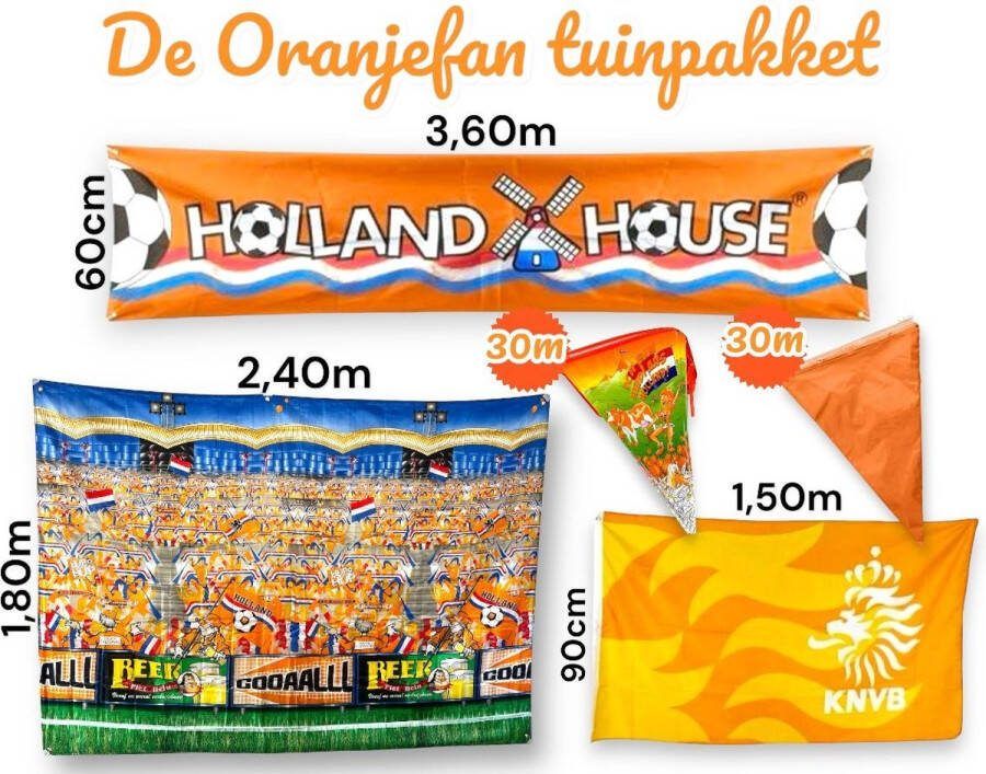 Tergotec De OranjeFan Super Oranje Tuinpakket Oranje vlaggetjes EK voetbal 2024 Oranje vlag Oranje vlaggenlijnen Oranje straatbanner Oranje schuttingdecor