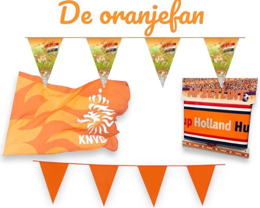Tergotec De OranjeFan Versierpakket Oranje vlaggetjes Oranje vlaggenlijn Oranje vlag Oranje afzetlint EK voetbal 2024