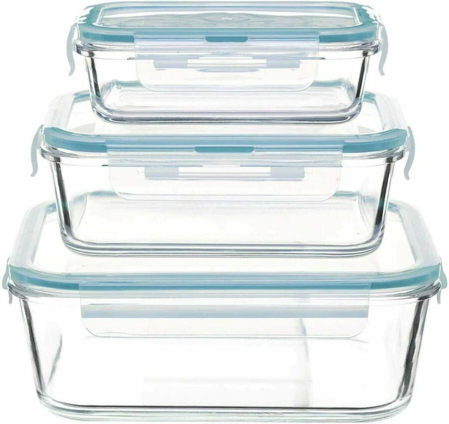 Termolex glazen vershoudbakjes Meal prep bakjes Lunchbox Diepvriesbakjes Ovenbestendig 3 stuks 630 ml + 1000 ml + 1480 ml