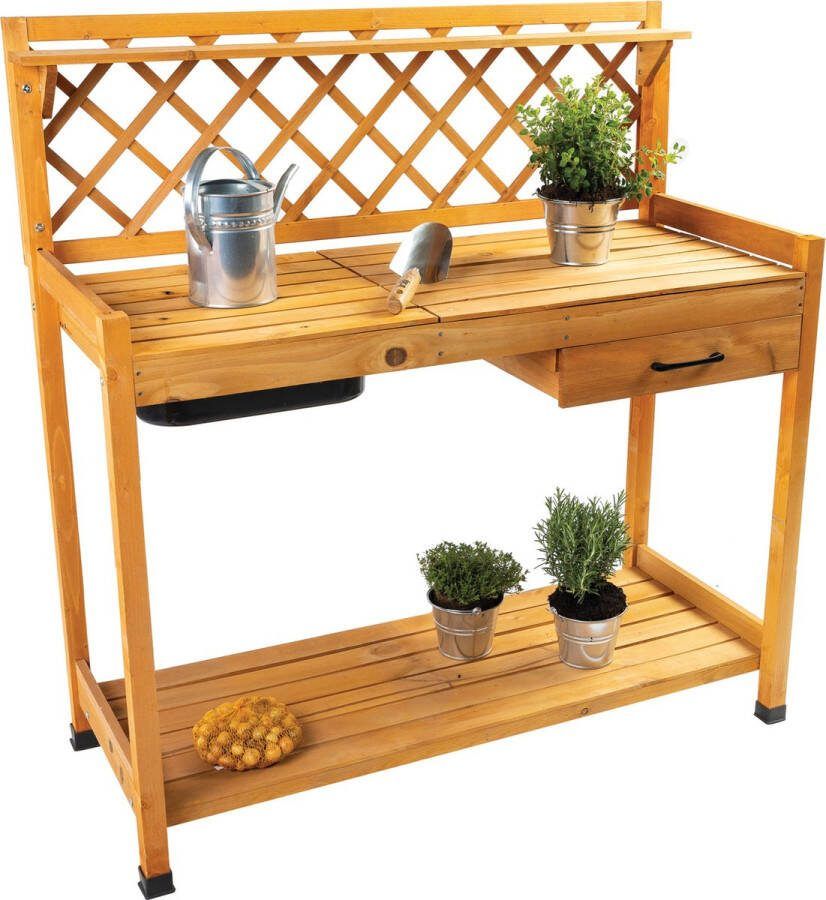 TERRA GARDEN Oppottafel -Tuinwerktafel Tuinwerkbank Hout 112 x 50 x 118 cm