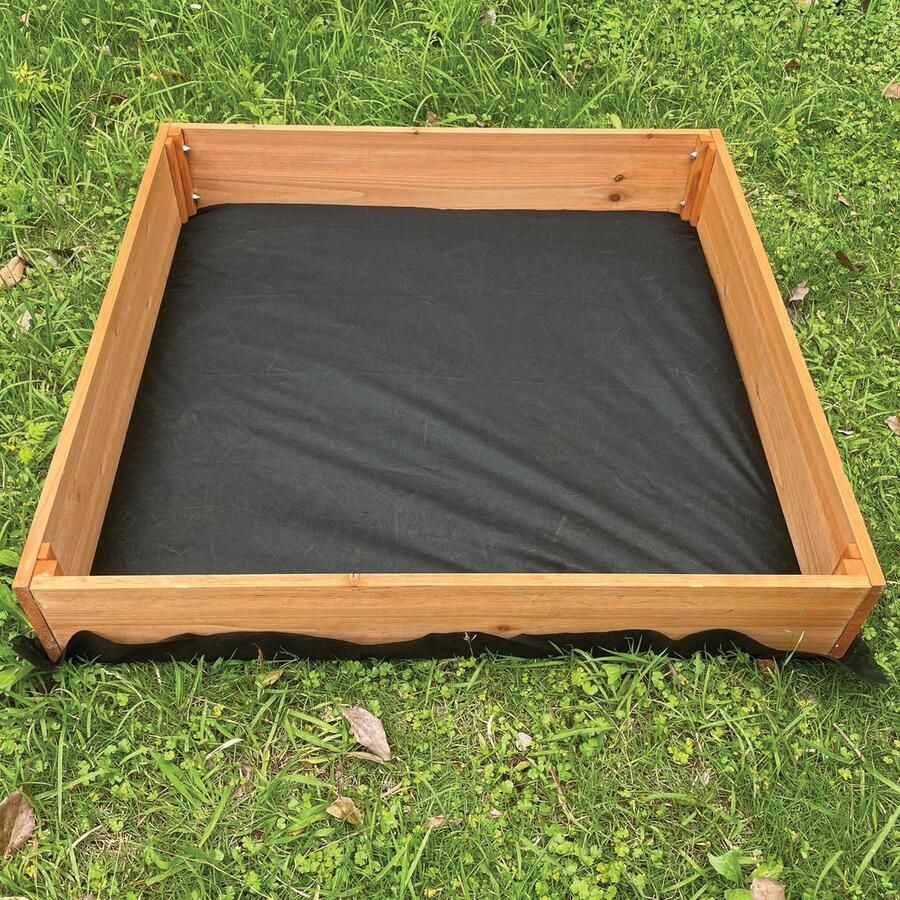 TERRA GARDEN Zandbak Hout incl Gronddoek -Buitenspeelgoed Tuin voor Jongens en Meisjes 90 x 90 cm