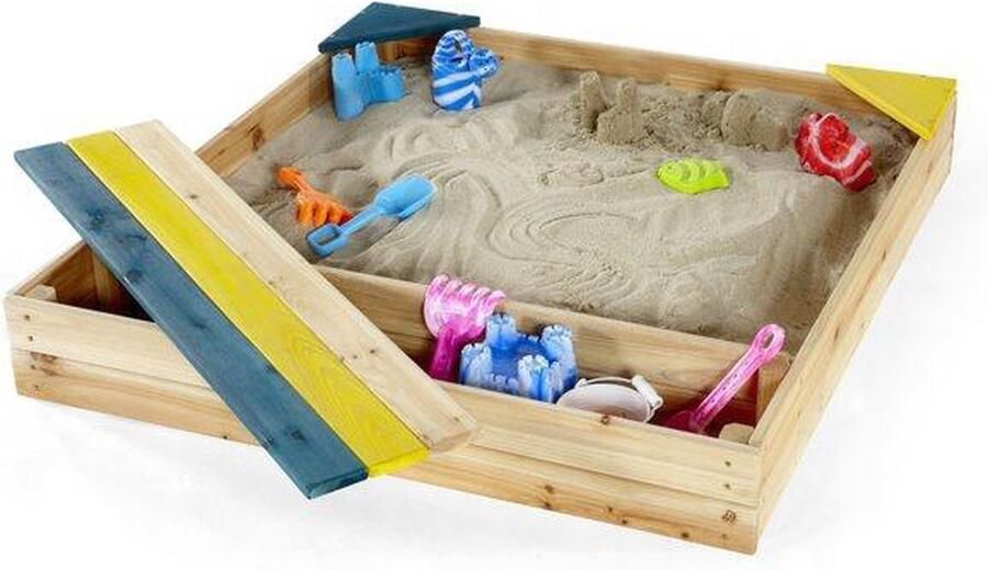 TERRA GARDEN Zandbak met Bankjes en Berging Hout incl Afdekkap -Buitenspeelgoed Tuin voor Jongens en Meisjes 102 x 96.5 x 15 cm