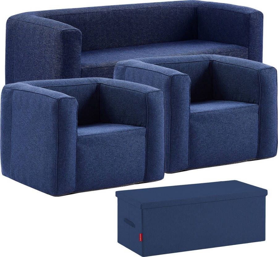 Terracotta Opblaasbare woonkamer set Opbergbox 3-zit Bank + 2 fauteuils Elektrische pomp Binnen & Buiten Blauw