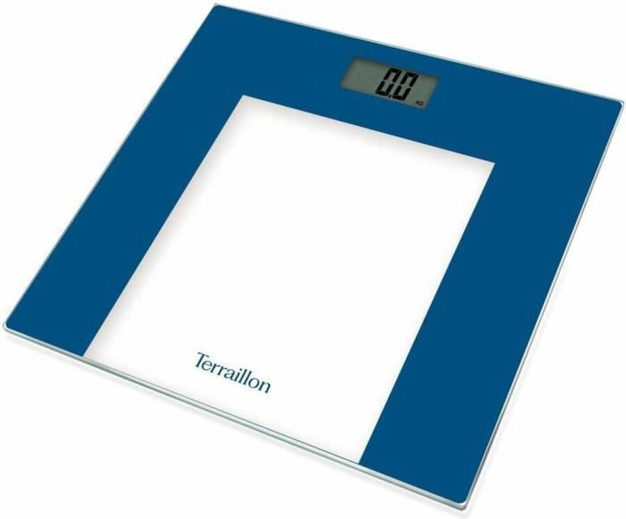 Terraillon Personenweegschaal TP1000 elektronisch Blauw Capaciteit 150 Kg Glazen blad 30x30 cm