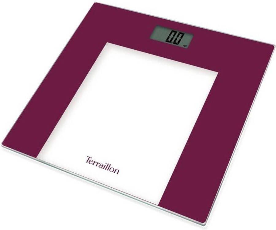 Terraillon Personenweegschaal TP1000 elektronisch Magenta Capaciteit 150 Kg Glazen blad 30x30 cm