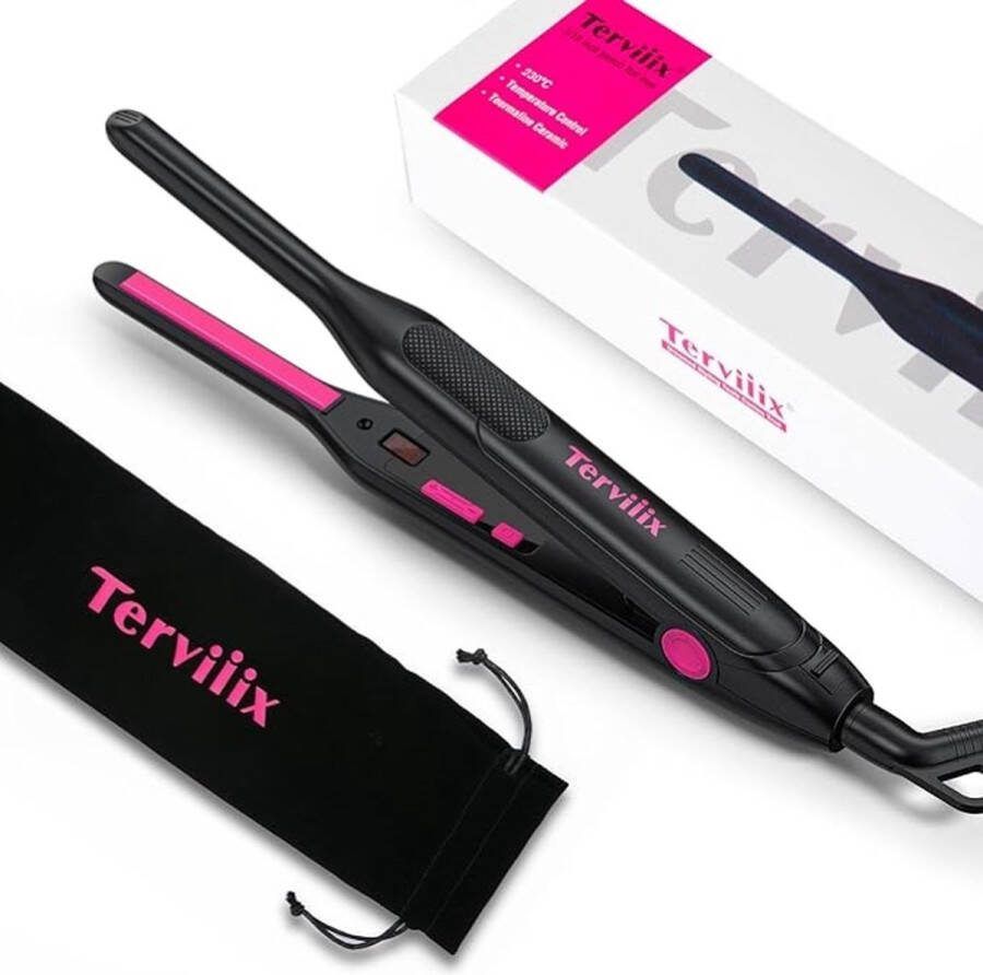 Terviiix Mini Stijltang Voor Kort Haar – Baard Stijltang – Display – Stijltang Mini Kleine Stijltang Dunne Stijltang Zwevende Titanium Platen