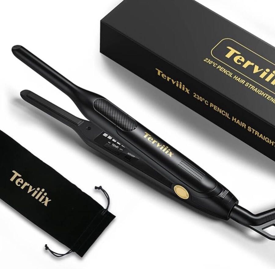 Terviiix Mini Stijltang Voor Kort Haar – Baard Stijltang – Display – Stijltang Mini Kleine Stijltang Dunne Stijltang Zwevende Titanium Platen
