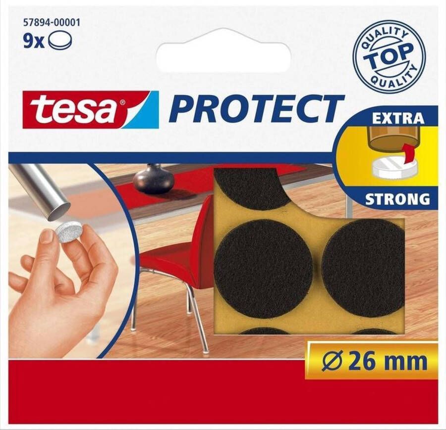 Tesa 45x meubelvilt rond bruin 2 6 cm Vloerbescherming Beschermvilt Meubelvilt Viltglijders Anti kras vilt
