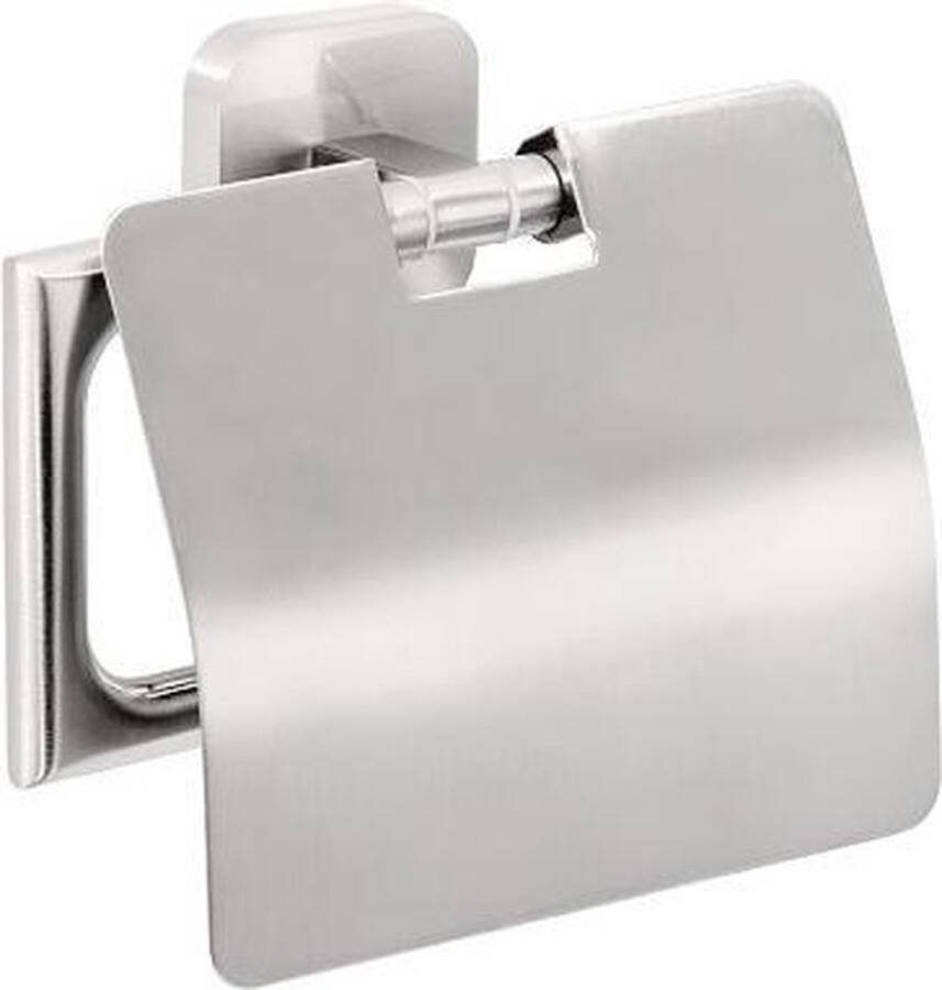 Tesa Esteetic toiletrolhouder met deksel zelfklevend roestvrijstalen look