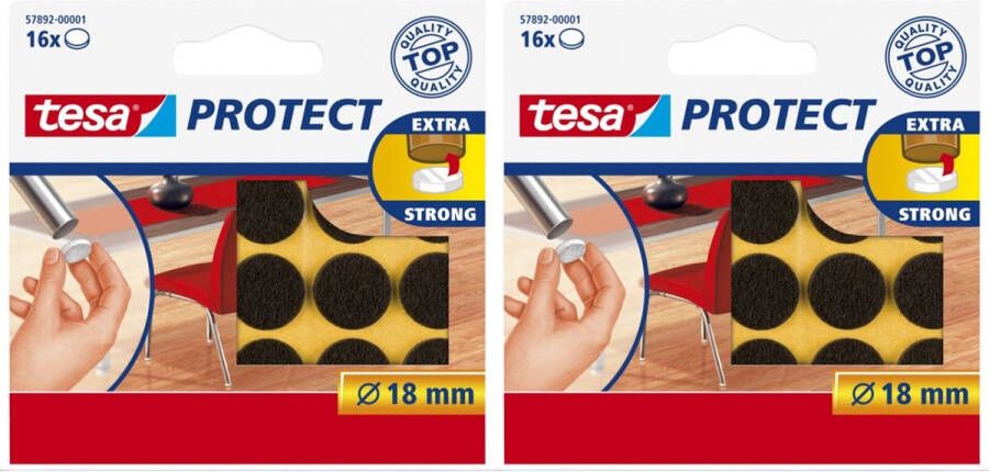Tesa protect vilt bruin rond zelfklevend beschermend 18 mm 2 x 16 stuks