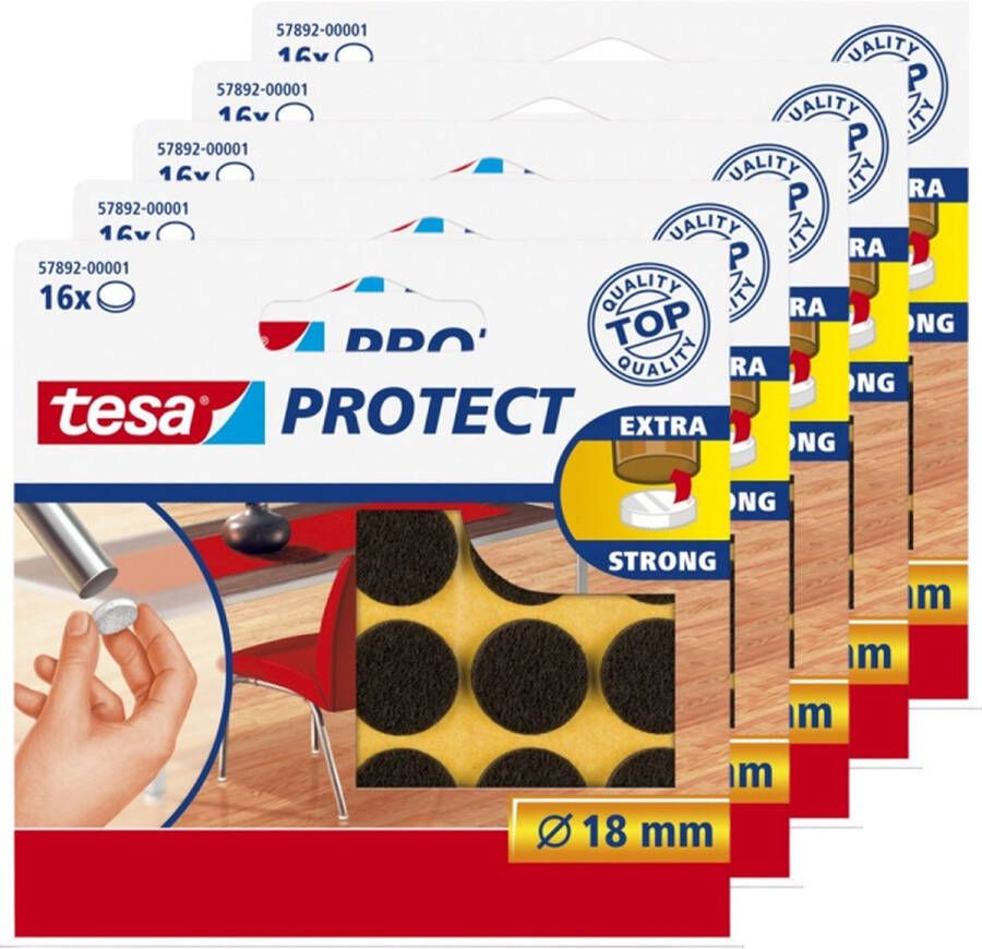 Tesa protect vilt bruin rond zelfklevend beschermend 18 mm 5 x 16 stuks