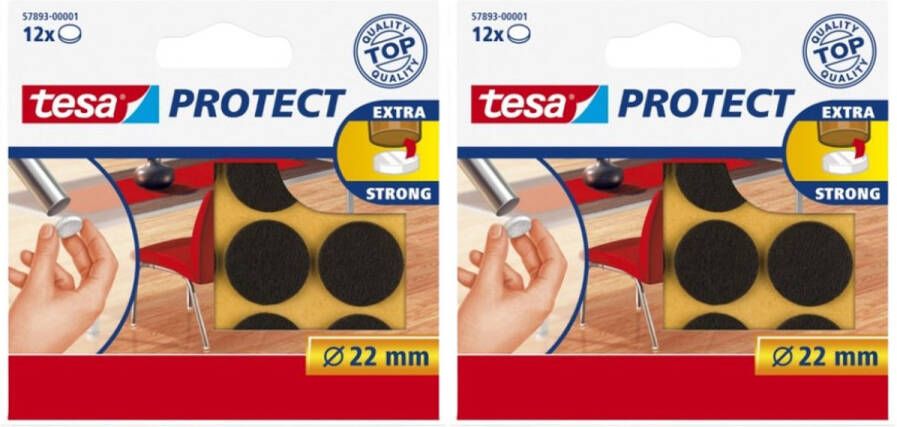 Tesa protect vilt bruin rond zelfklevend beschermend 22 mm 2 x 12 stuks