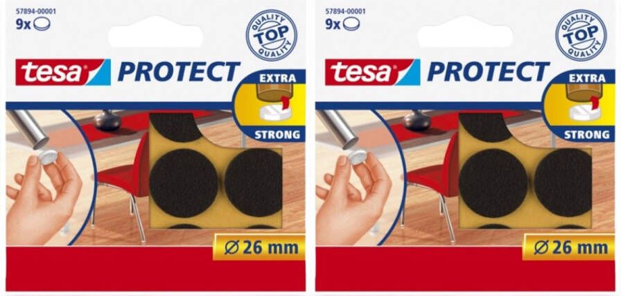 Tesa protect vilt bruin rond zelfklevend beschermend 26 mm 2 x 9 stuks