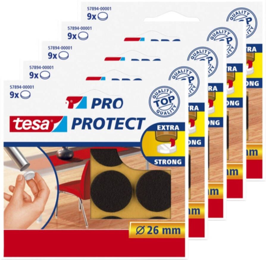 Tesa protect vilt bruin rond zelfklevend beschermend 26 mm 5 x 9 stuks
