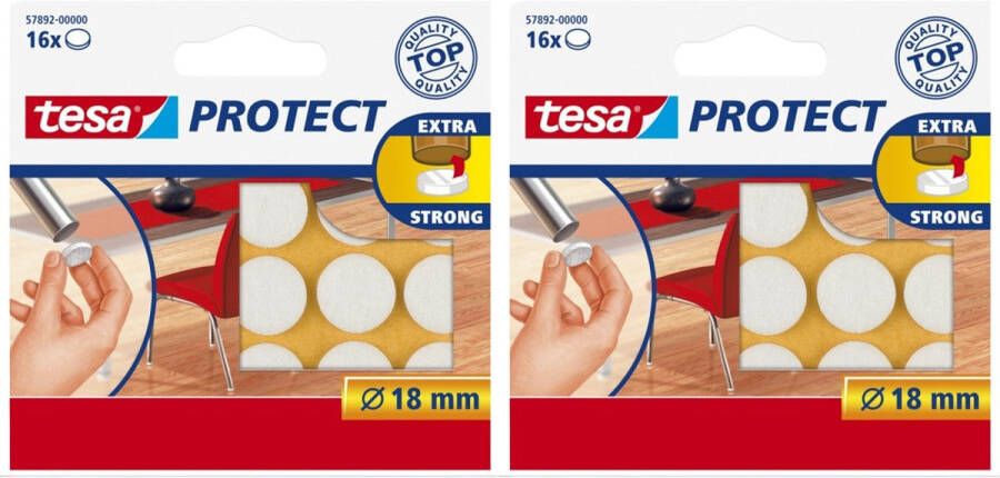 Tesa protect vilt wit rond zelfklevend beschermend 18 mm 2 x 16 stuks