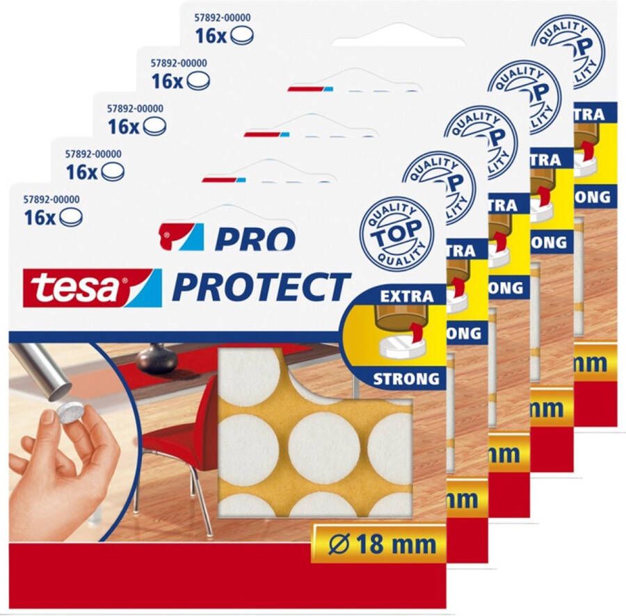 Tesa protect vilt wit rond zelfklevend beschermend 18 mm 5 x 16 stuks