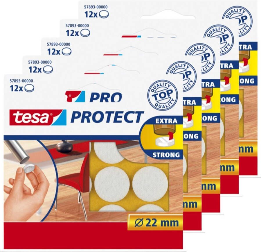 Tesa protect vilt wit rond zelfklevend beschermend 22 mm 5 x 12 stuks