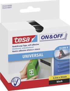 Tesa -Velcro Klittenband 55225-ZW 20 x 2500 mm Zwart