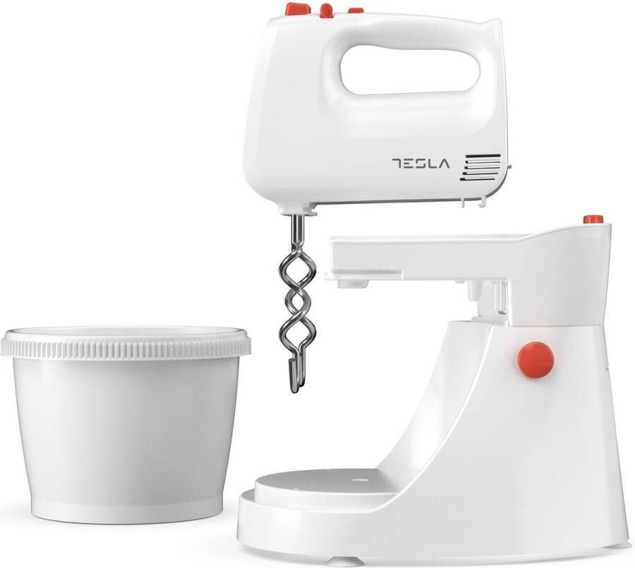 Tesla MX501WRB Handmixer met Mengkom Keukenmixer 5 snelheden + Turbofunctie 500 w 3L Kloppers Deeghaken & Garde