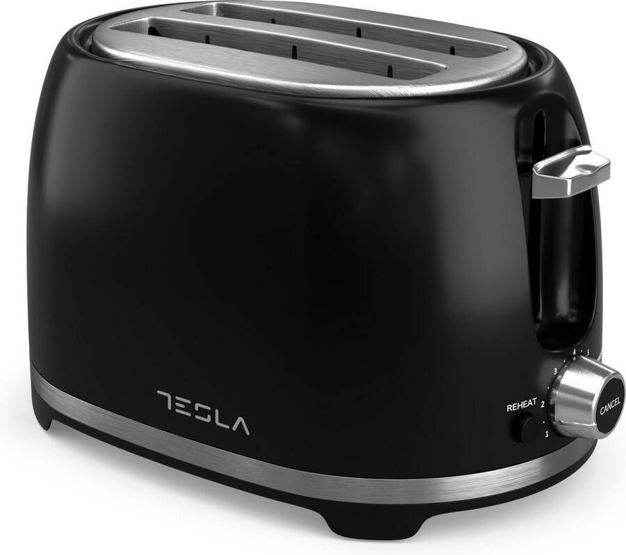 Tesla TS200BX Broodrooster Zwart Retro -Toaster Ontdooien & Roosteren 850W