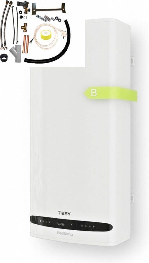 Tesy BelliSlimo design boiler met zelftraining en zelfmanagement en een meegeleverde verticale montageset 65 liter