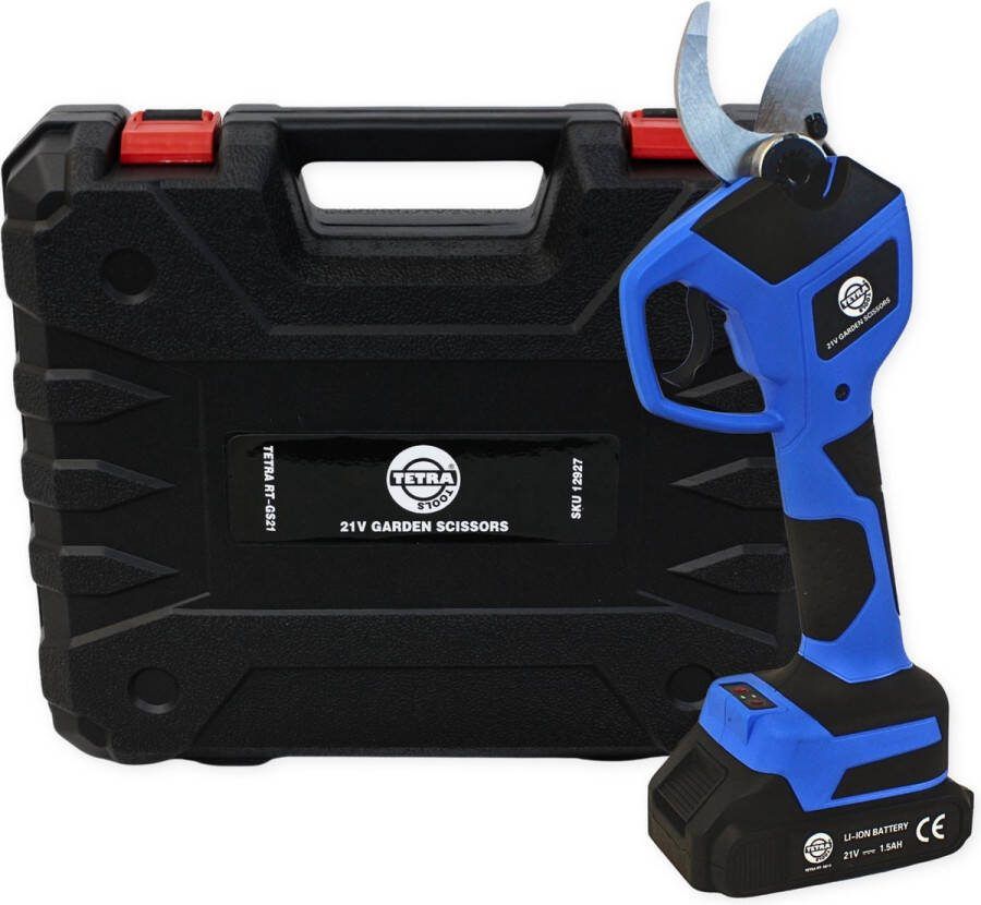TETRA Tools RT-GS21 Elektrische Snoeischaar 21V Accu met Oplader- 1 5Ah Li-ion Batterij Kunststof koffer