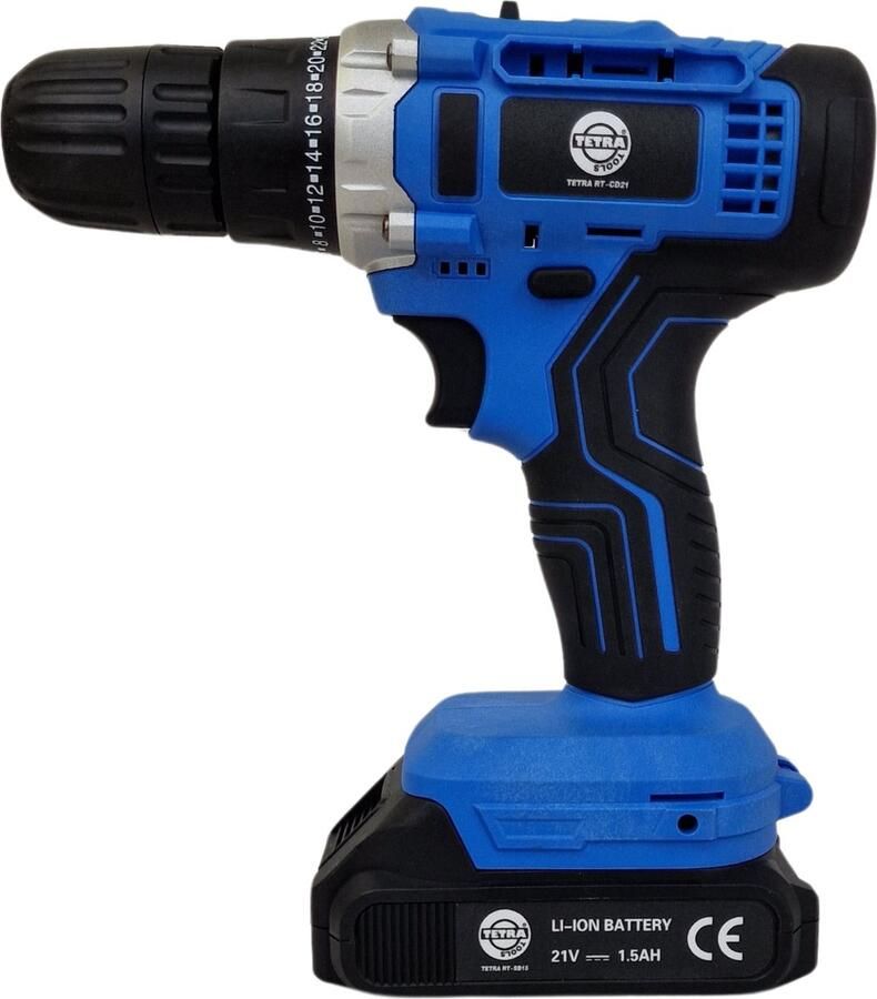 TETRA Tools TETRA RT-CD21 accu schroefboormachine Inclusief 21V accu en 24 delige accessoire set